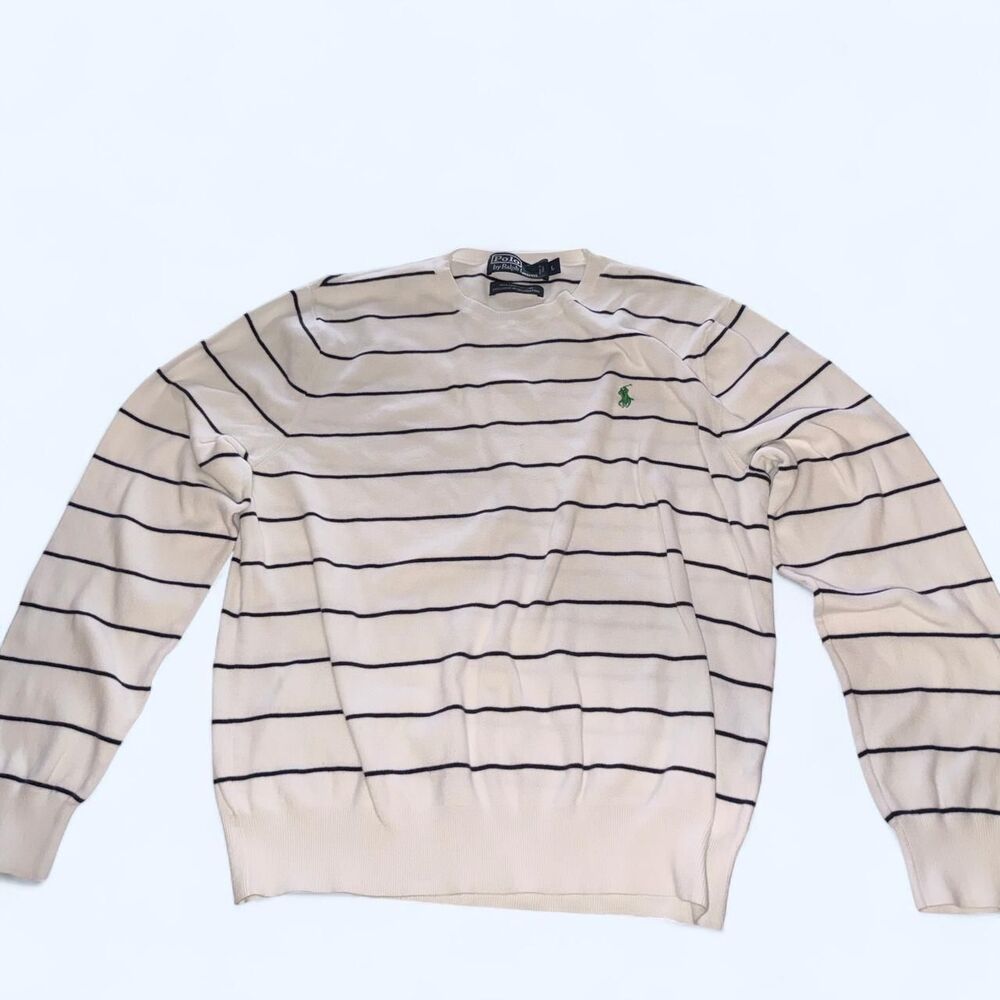 Polo Ralph Lauren white and black striped long sleeve top #striped #polo